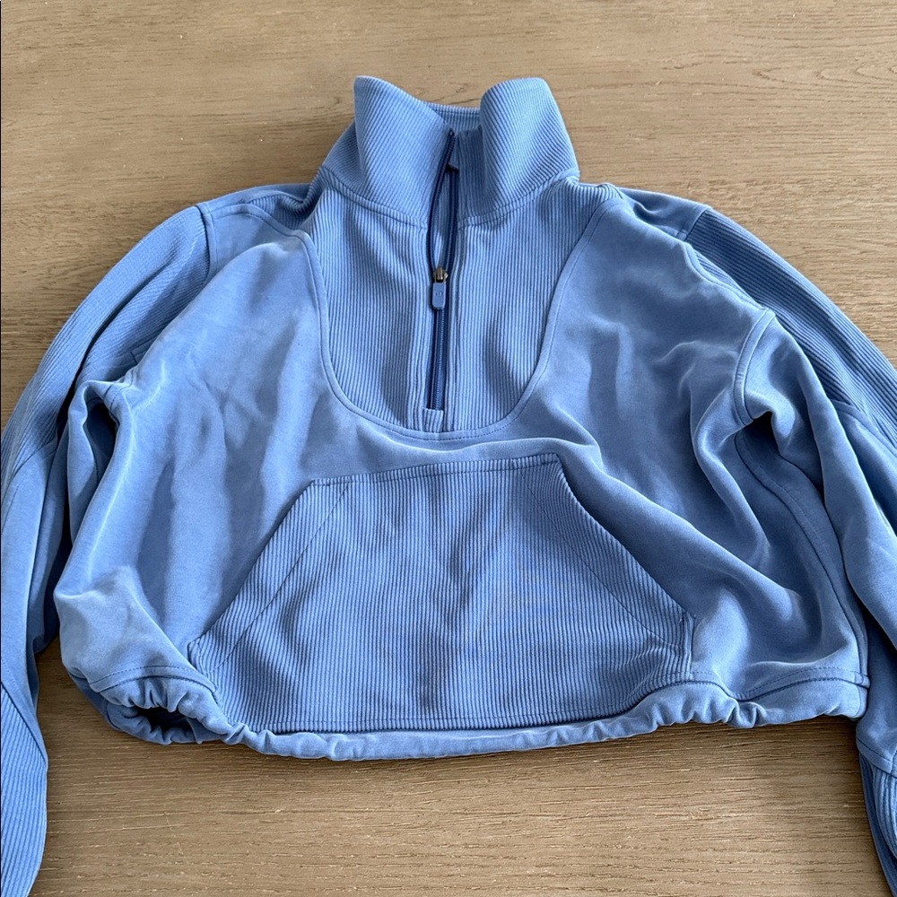 Lululemon Brushed Softstreme Blue Quarter-Zip Cropped Pullover